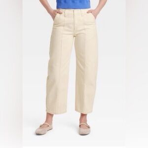 Universal Thread Cream Cropped Wide-Leg Jeans